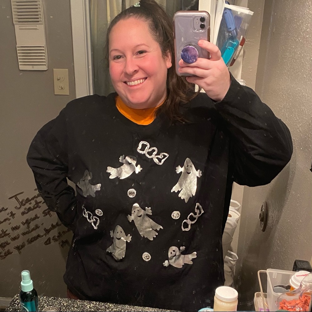 3/$50 Vtg Halloween Boo Ghost Handmade Long Sleeve Shirt